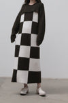 SWAYING/KNIT Checkerboard Dress SW212LS06 Brown/White PS40
